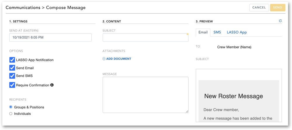 Crew communication tool by LASSO